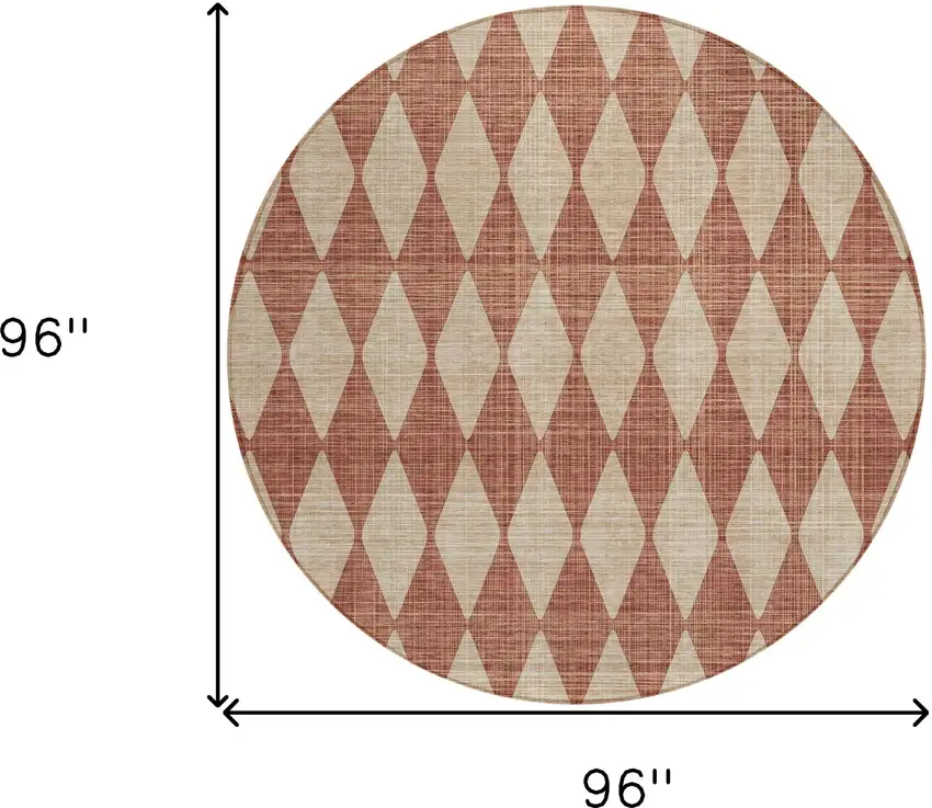 8' Orange Round Geometric Washable Indoor Outdoor Area Rug Photo 3