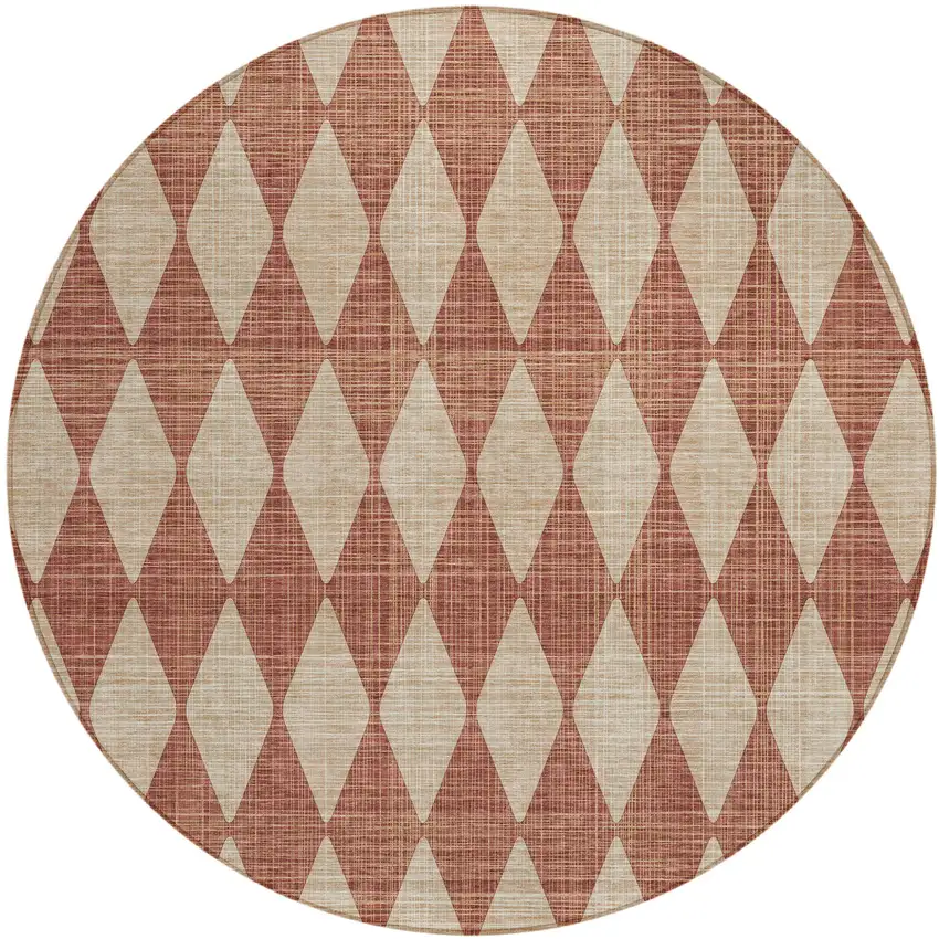8' Orange Round Geometric Washable Indoor Outdoor Area Rug Photo 2