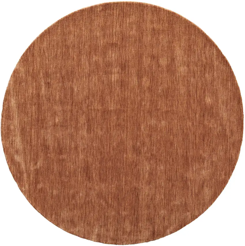 8' Orange Wool Hand Woven Round Rug Photo 2