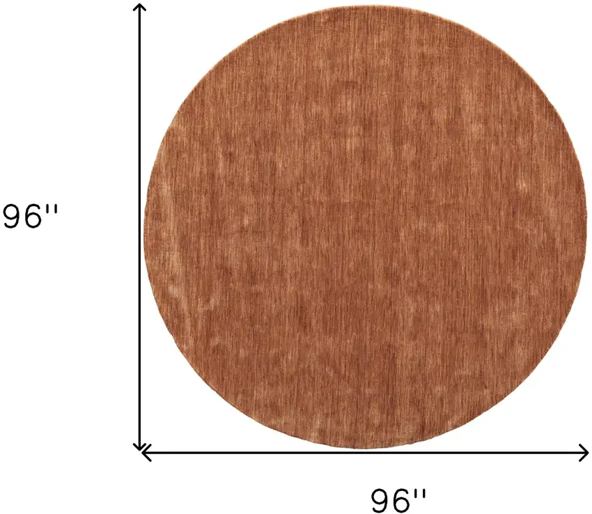 8' Orange Wool Hand Woven Round Rug Photo 3