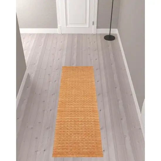 8' Orange Wool Runner Rug Photo 1