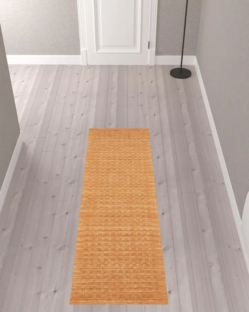 8' Orange Wool Runner Rug Photo 1
