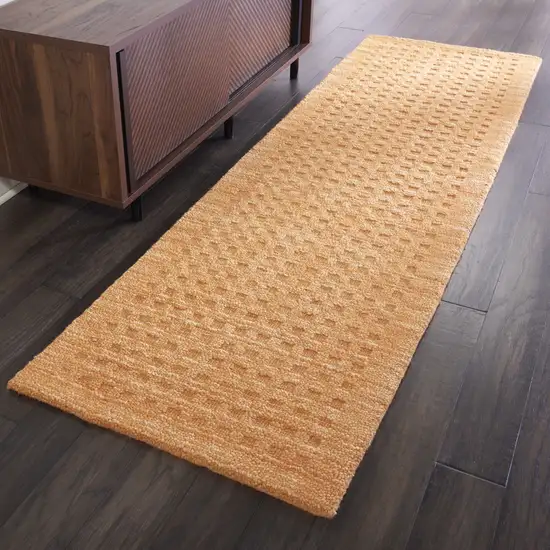8' Orange Wool Runner Rug Photo 5