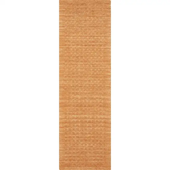 8' Orange Wool Runner Rug Photo 6