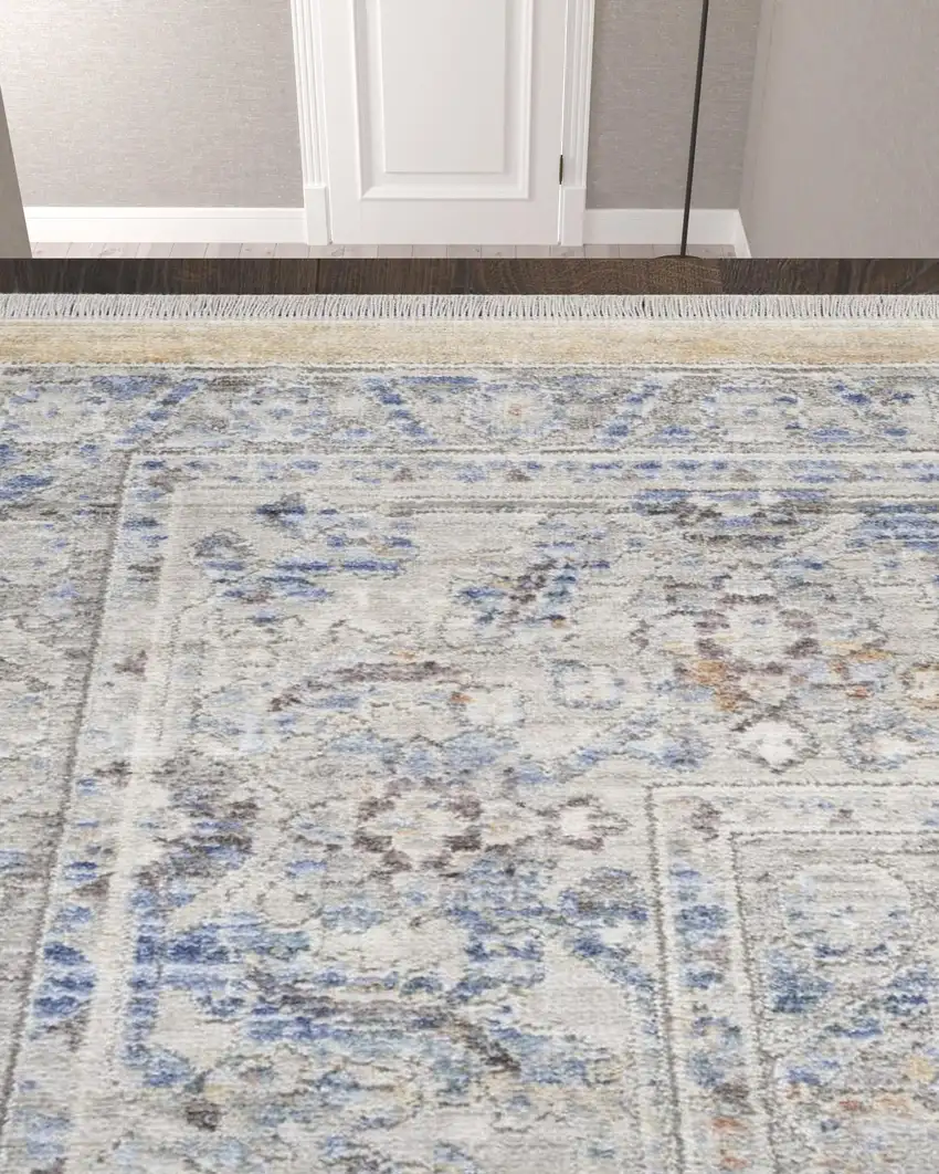 12' Oriental Power Loom Distressed Runner Rug Photo 2