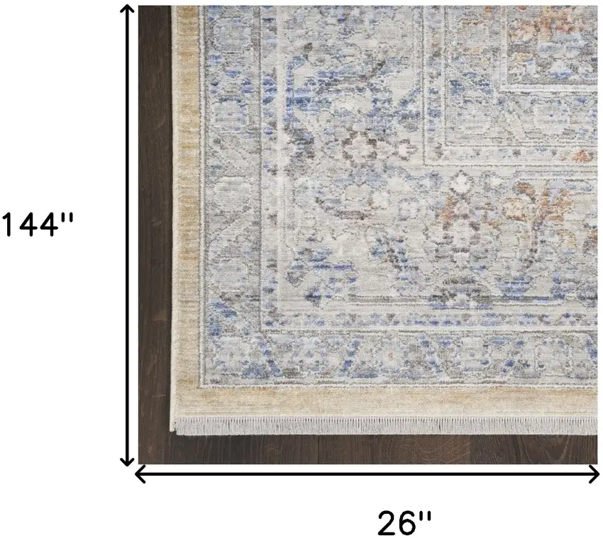 12' Oriental Power Loom Distressed Runner Rug Photo 7