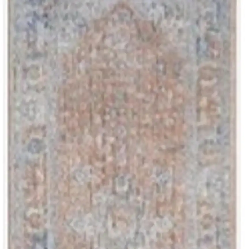 12' Brown and Blue Oriental Power Loom Distressed Runner Rug Photo 4