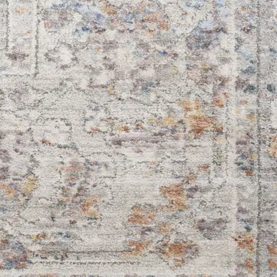 12' Brown and Blue Oriental Power Loom Distressed Runner Rug Photo 4