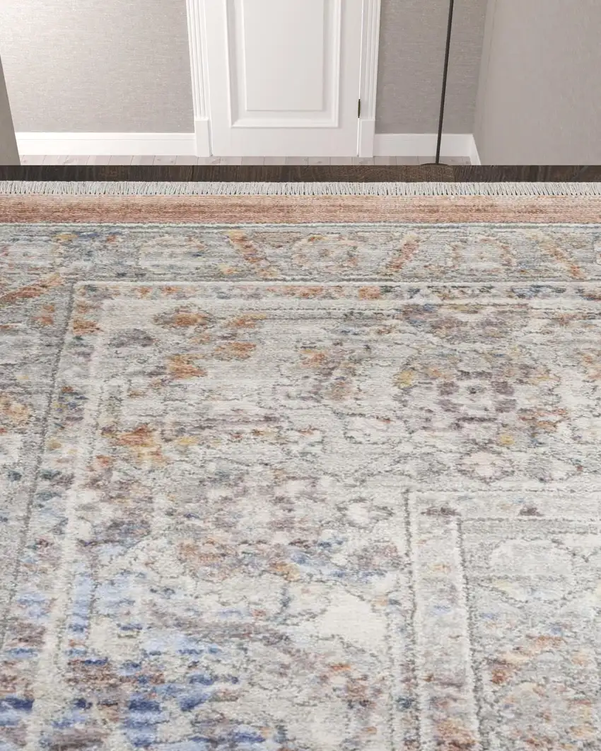 12' Oriental Power Loom Distressed Runner Rug Photo 2