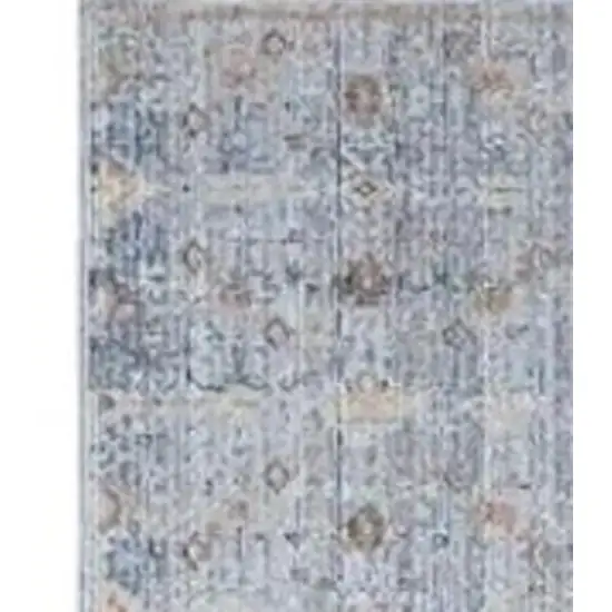 12' Blue and Ivory Oriental Power Loom Distressed Runner Rug Photo 3
