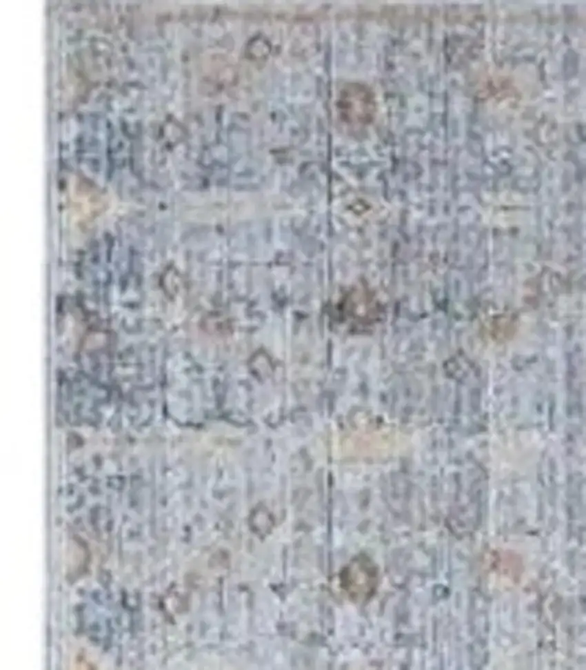 12' Blue and Ivory Oriental Power Loom Distressed Runner Rug Photo 3