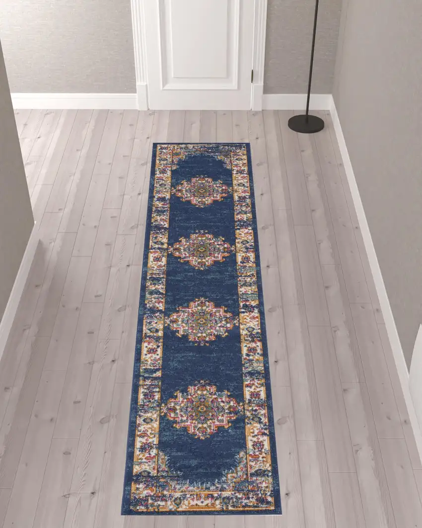 10' Oriental Power Loom Distressed Runner Rug Photo 2