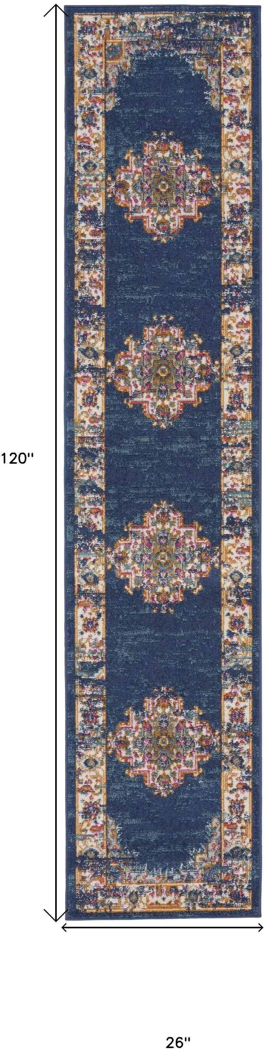 10' Oriental Power Loom Distressed Runner Rug Photo 9