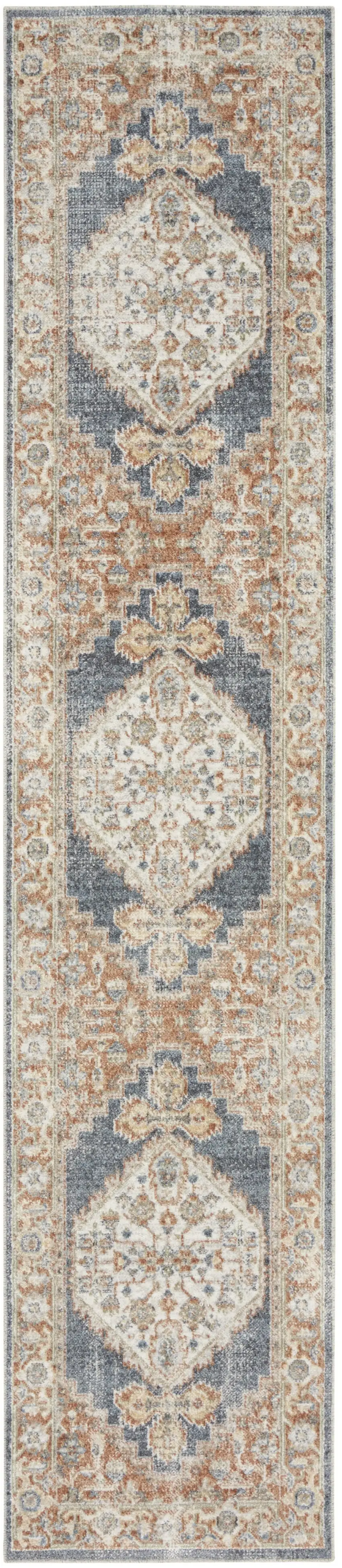 10' Oriental Power Loom Distressed Washable Runner Rug Photo 6