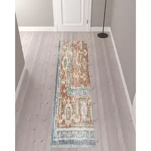 Photo of 10' Oriental Power Loom Distressed Washable Runner Rug