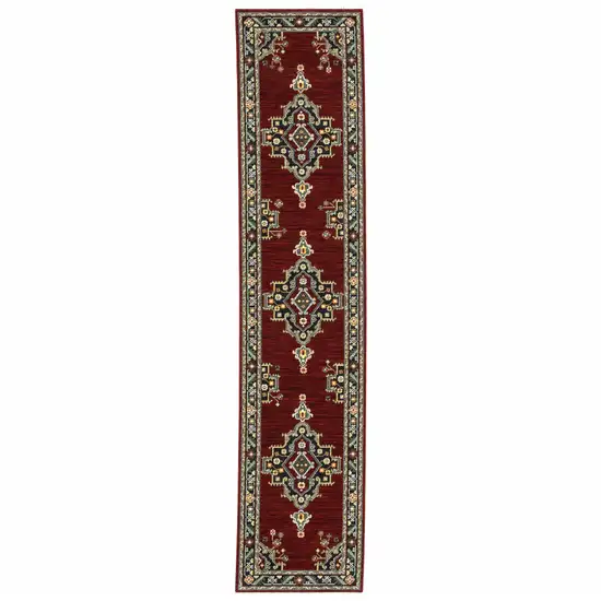 12' Oriental Power Loom Runner Rug With Fringe Photo 2