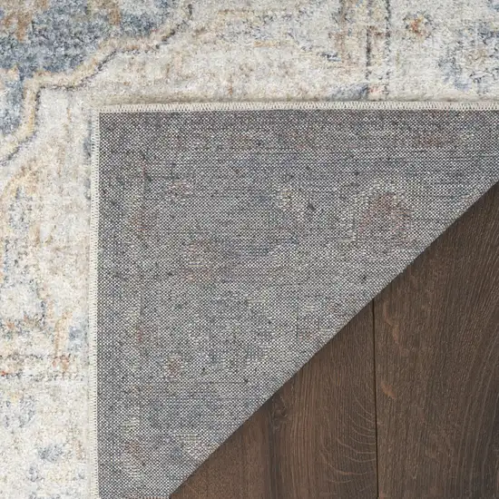 10' Denim Blue Oriental Power Loom Washable Runner Rug Photo 9