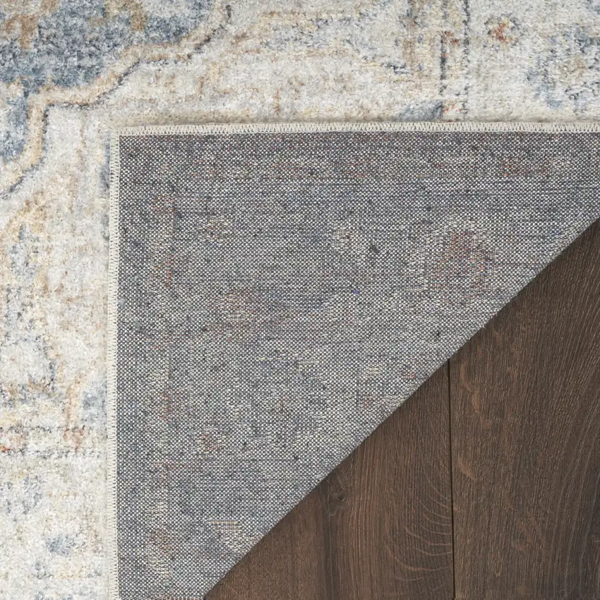 10' Denim Blue Oriental Power Loom Washable Runner Rug Photo 9