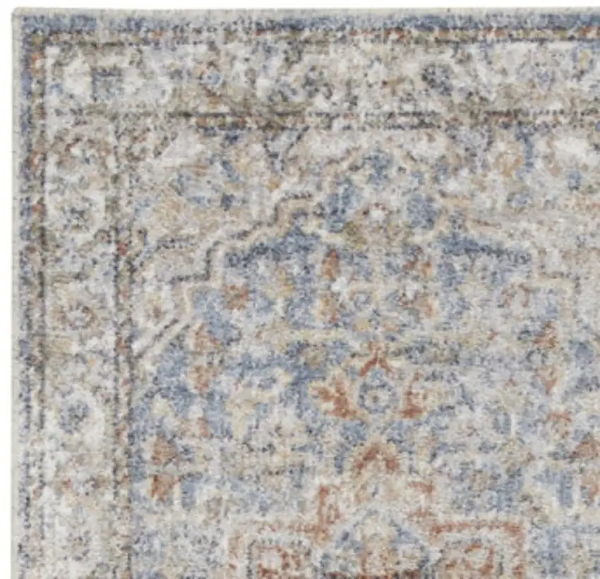 10' Denim Blue Oriental Power Loom Washable Runner Rug Photo 2