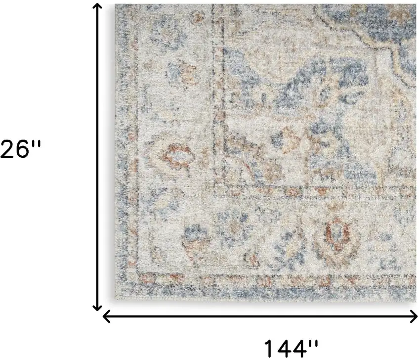 12' Oriental Power Loom Washable Runner Rug Photo 5