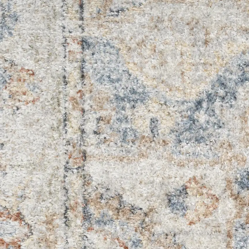 12' Denim Blue Oriental Power Loom Washable Runner Rug Photo 9
