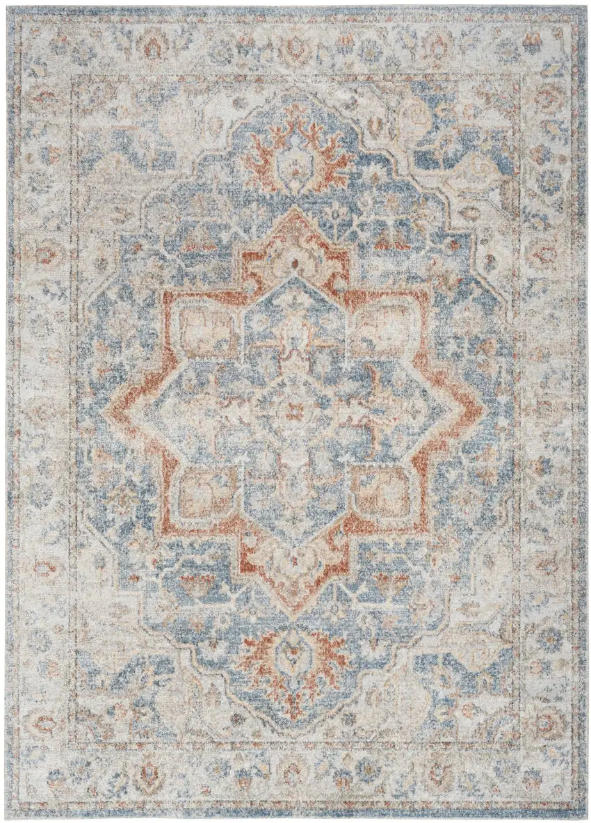 12' Denim Blue Oriental Power Loom Washable Runner Rug Photo 1
