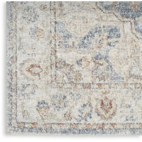 12' Denim Blue Oriental Power Loom Washable Runner Rug Photo 9