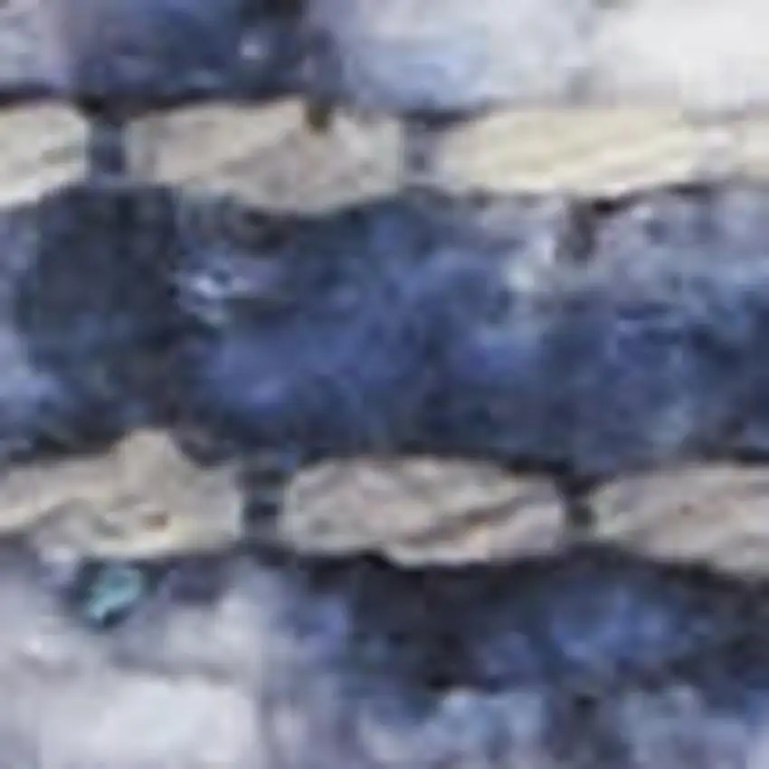 10' Ivory and Blue Oriental Power Loom Washable Runner Rug Photo 3