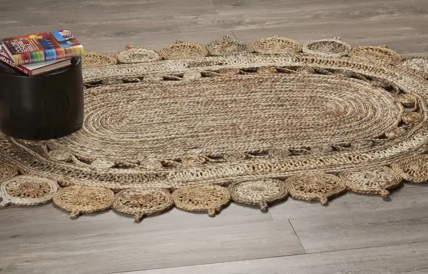 7' Oval Shaped Natural Toned Area Rug Photo 6