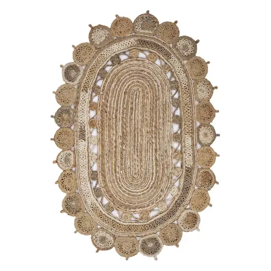 9' Oval Shaped Natural Toned Area Rug Photo 1