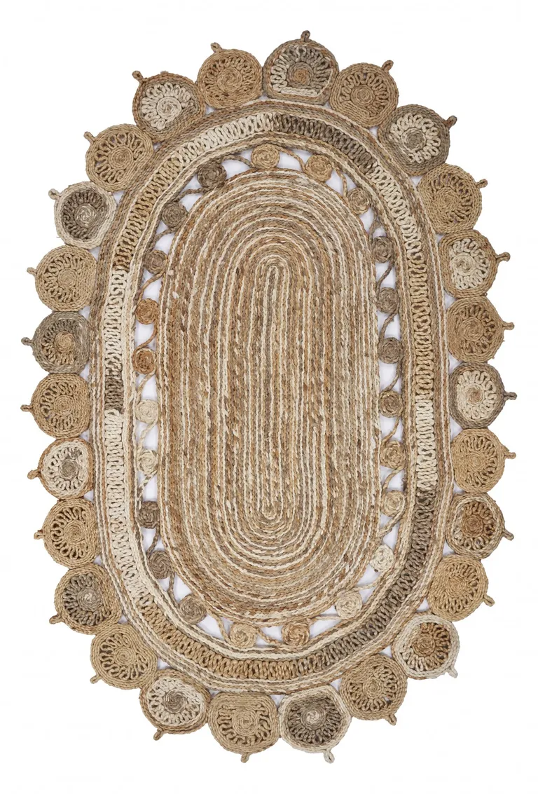 9' Oval Shaped Natural Toned Area Rug Photo 1