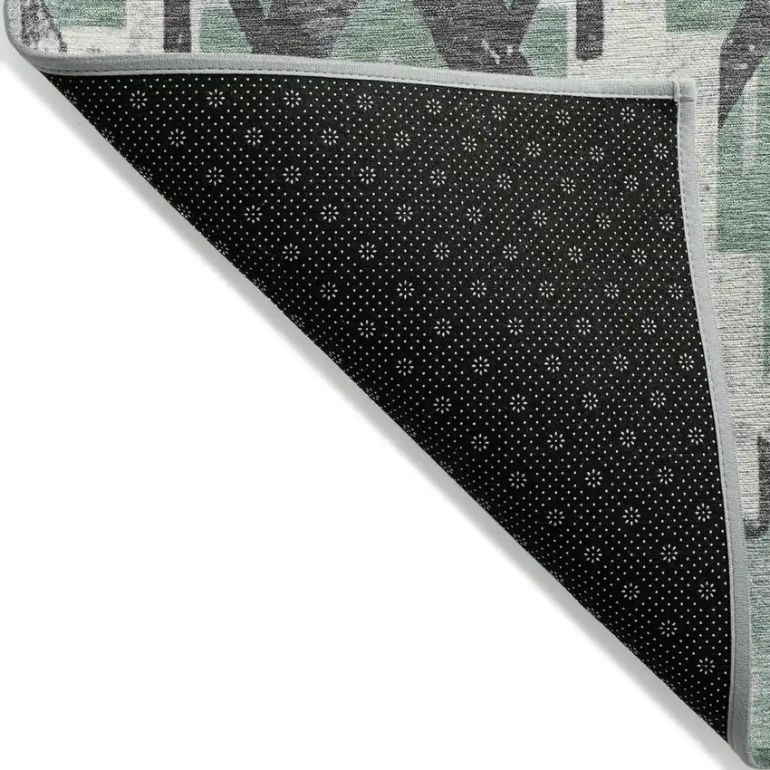 8' Pale Aqua And Gray Round Aztec Washable Indoor Outdoor Area Rug Photo 9