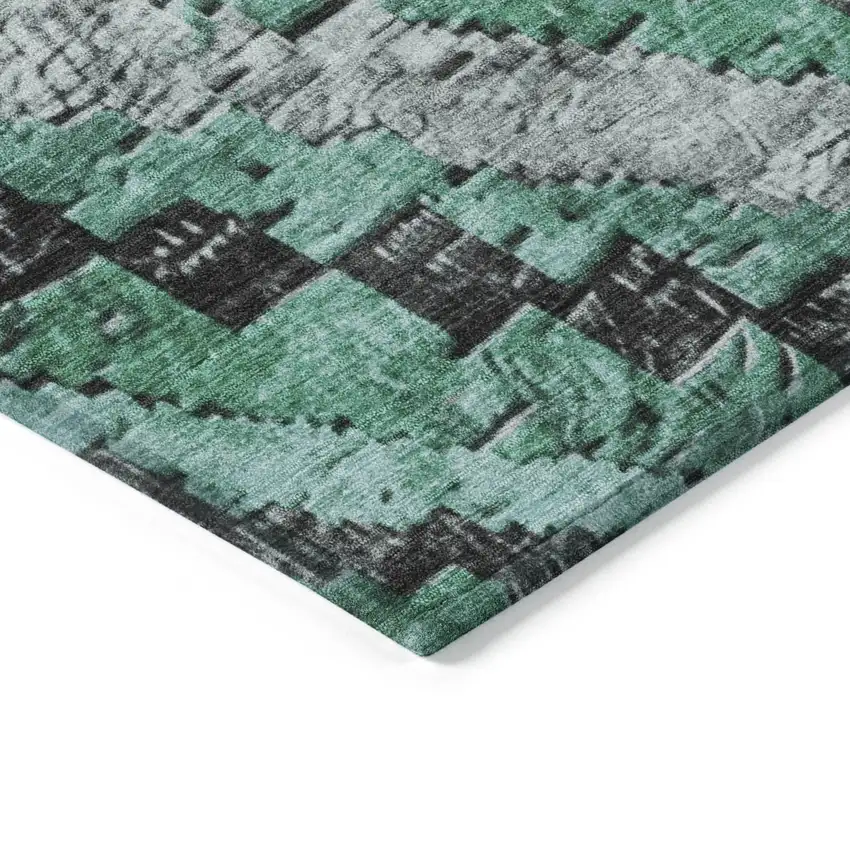 8' Pale Aqua And Gray Round Aztec Washable Indoor Outdoor Area Rug Photo 7