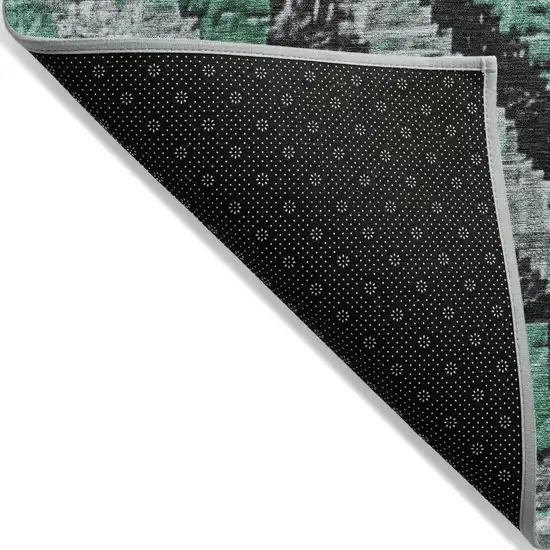 8' Pale Aqua And Gray Round Aztec Washable Indoor Outdoor Area Rug Photo 9