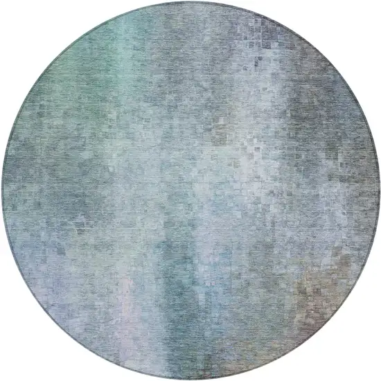 8' Pale Aqua And Lavender Round Abstract Washable Indoor Outdoor Area Rug Photo 2
