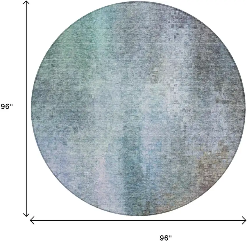 8' Pale Aqua And Lavender Round Abstract Washable Indoor Outdoor Area Rug Photo 3