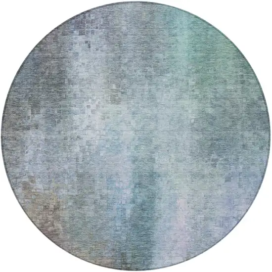 8' Pale Aqua And Lavender Round Abstract Washable Indoor Outdoor Area Rug Photo 4