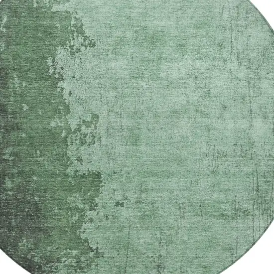 8' Pale Aqua And Sage Round Abstract Washable Indoor Outdoor Area Rug Photo 8