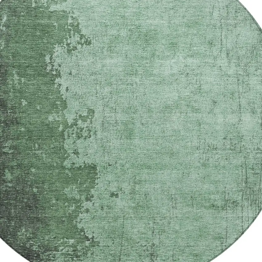 8' Pale Aqua And Sage Round Abstract Washable Indoor Outdoor Area Rug Photo 8
