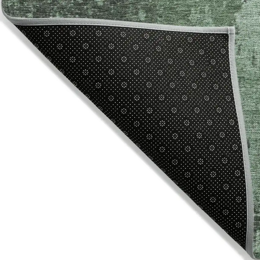 8' Pale Aqua And Sage Round Abstract Washable Indoor Outdoor Area Rug Photo 9