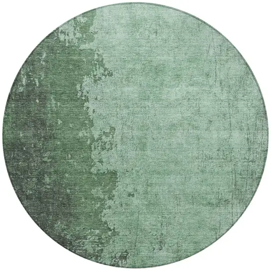 8' Pale Aqua And Sage Round Abstract Washable Indoor Outdoor Area Rug Photo 3