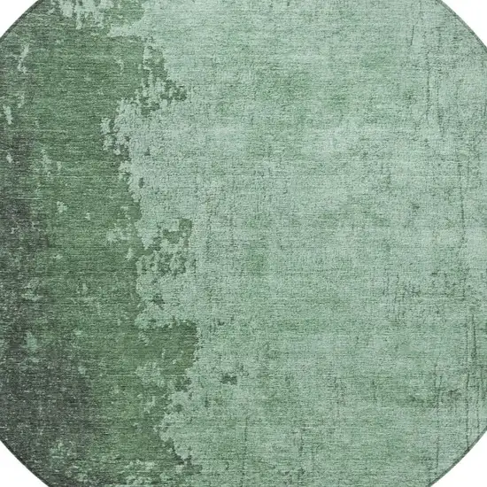 8' Pale Aqua And Sage Round Abstract Washable Indoor Outdoor Area Rug Photo 4