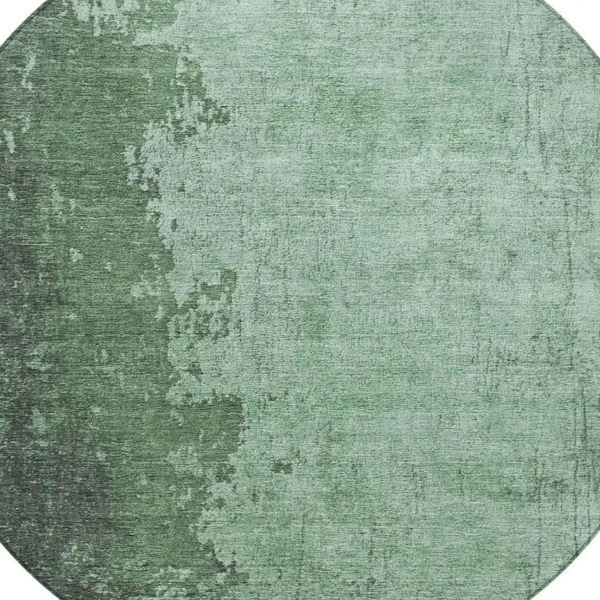 8' Pale Aqua And Sage Round Abstract Washable Indoor Outdoor Area Rug Photo 4