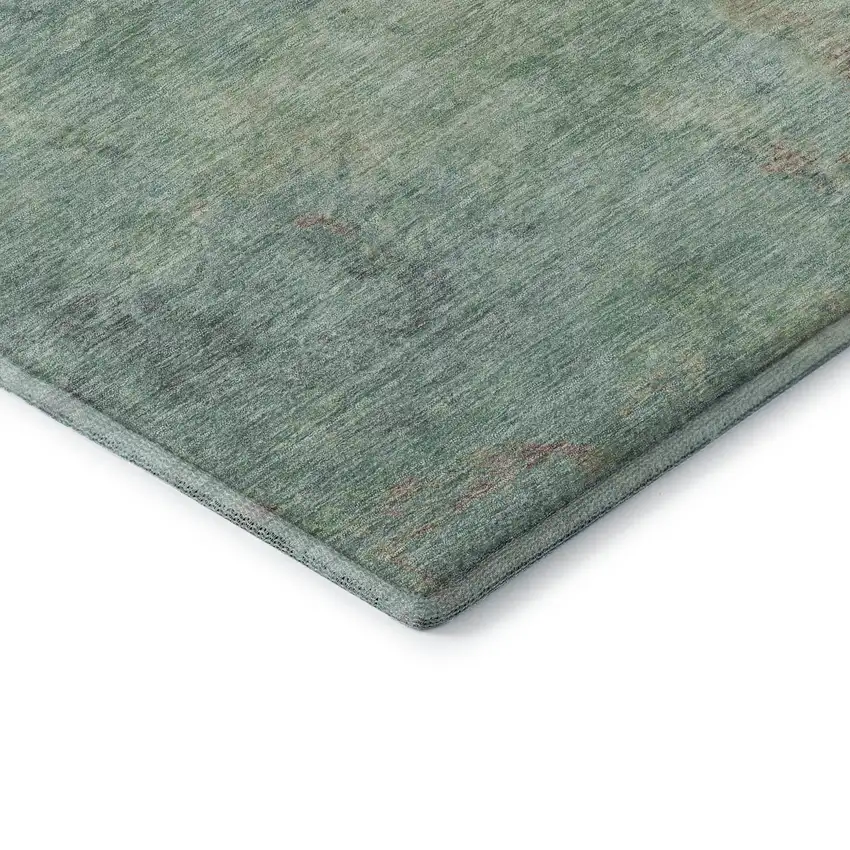 8' Pale Aqua And Taupe Abstract Washable Round Rug With UV Protection Photo 6