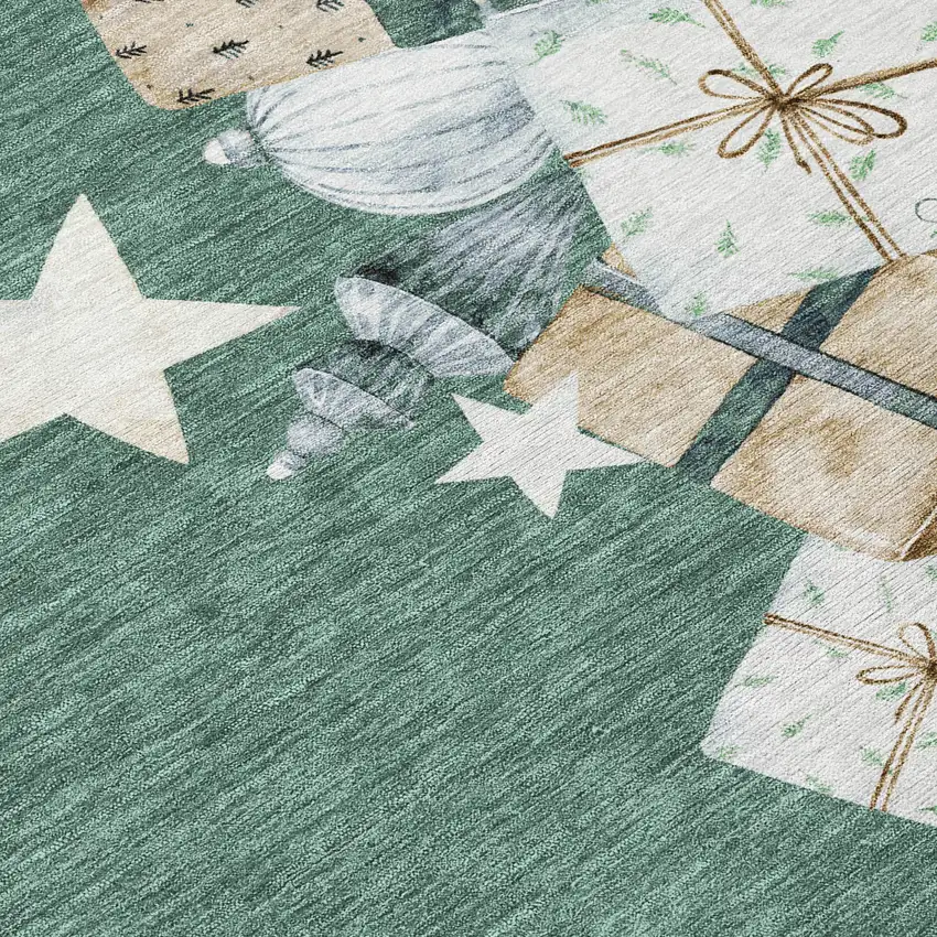 8' Pale Aqua Beige Ivory And Taupe Round Geometric Washable Indoor Outdoor Area Rug Photo 9