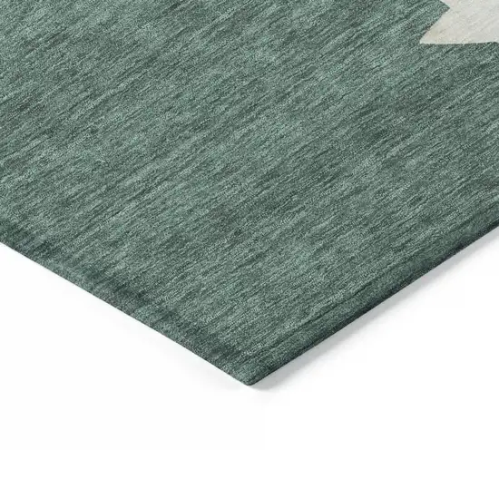 8' Pale Aqua Beige Ivory And Taupe Round Geometric Washable Indoor Outdoor Area Rug Photo 7