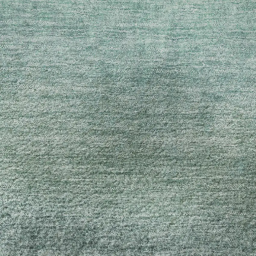 8' Pale Aqua Gray And Ivory Ombre Washable Round Rug With UV Protection Photo 9