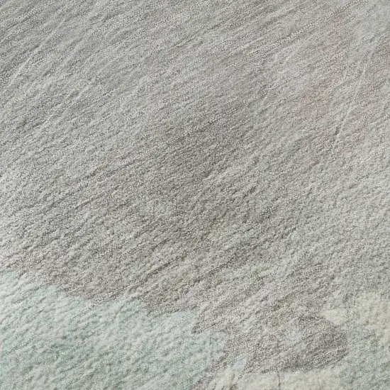 8' Pale Aqua Gray And Silver Abstract Washable Area Rug With UV Protection Photo 1