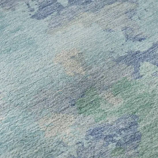 8' Pale Aqua Ivory And Gray Abstract Washable Area Rug With UV Protection Photo 9