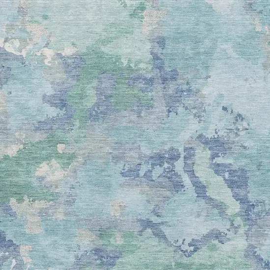 8' Pale Aqua Ivory And Gray Abstract Washable Area Rug With UV Protection Photo 2